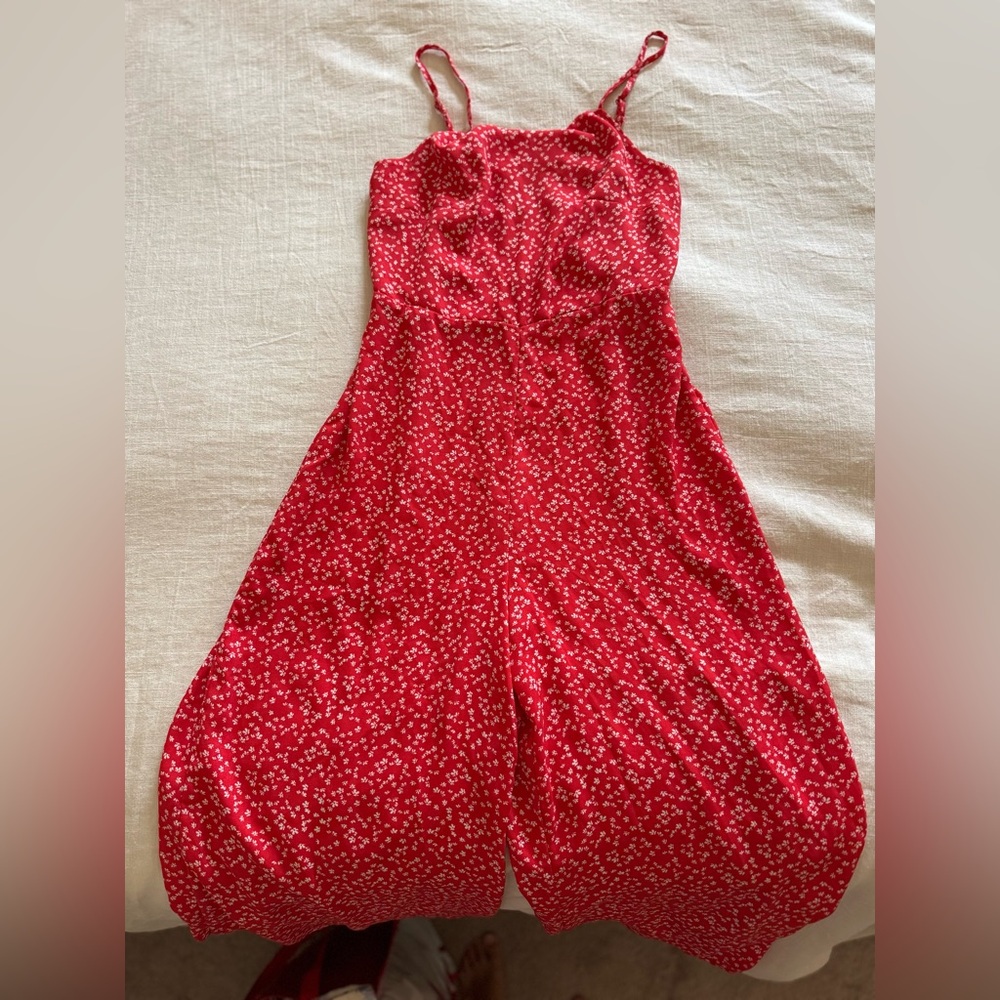 Wild Fable Red Floral Jumpsuit